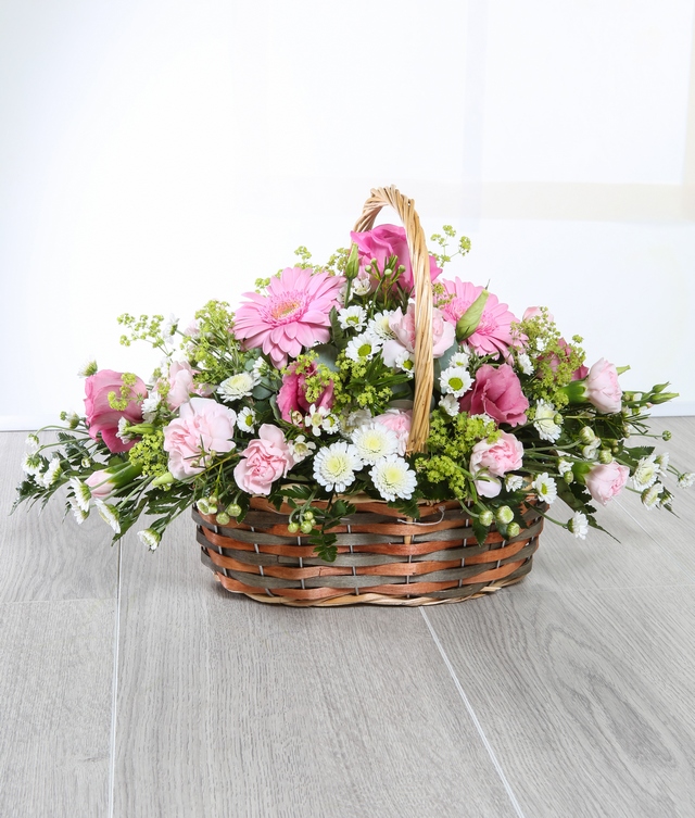 Pink funeral basket