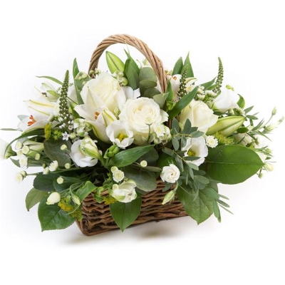 White funeral basket